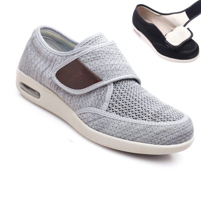 FZYUAN Men's Diabetic Shoes for Swollen Feet, Extra Wide Width Walking Edema Diabetic Shoes, Adjustable Swollen Feet Arthritis Orthopedic Footwear, Lightweight Breathable Sneakers,Light Gray,12