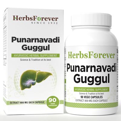 HerbsForever Punarnavadi Guggulu Capsules  Traditional Ayurvedic Formulation  Kapha Balancing Formula  90 Vege Capsules  800 Mg Each