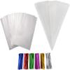 Clear Treat Bags, 200PCS Plastic OPP Cellophane Bag Party Favor with 200 Twist Ties for Bakery Cookies Candies Dessert Wedding Valentine Gifts view 1
