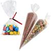 Clear Treat Bags, 200PCS Plastic OPP Cellophane Bag Party Favor with 200 Twist Ties for Bakery Cookies Candies Dessert Wedding Valentine Gifts view 2