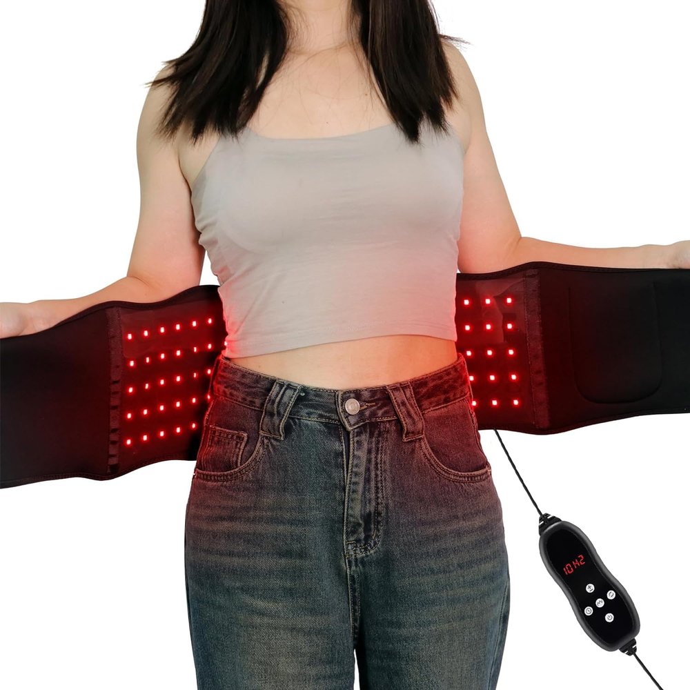 Supersred Red Light Therapy Belt for Body, 660nm 850nm Near Infrared Red Light Therapy Waist Wrap, with Remote Control, Timer, Vibration Therapy for Muscle Relaxation