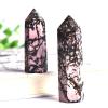 100% Natural Quartz Point Rhodonite Obelisk Pink Stone Wand Rhodochrosite Ornament for Home Decor Stone Collection,Rhodonite,50-60mm view 3