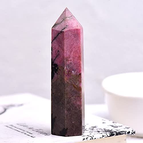 100% Natural Quartz Point Rhodonite Obelisk Pink Stone Wand Rhodochrosite Ornament for Home Decor Stone Collection,Rhodonite,70-80mm