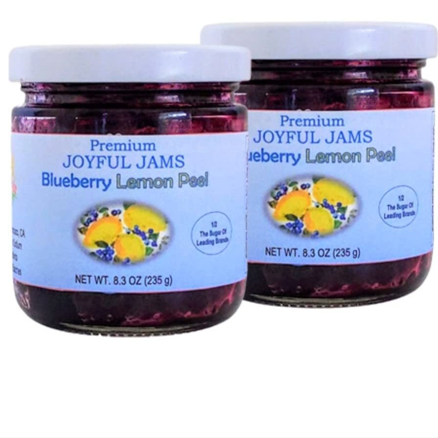 Gourmet Premium Blueberry Lemon Peel Jam, More Fruit Less Sugar, Great Gift, Amazing Flavor, Spreadable (2 Pack, 2, Count)