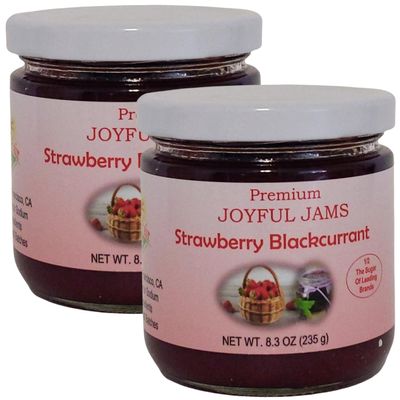 Gourmet Strawberry Blackcurrant Jam with More Fruit and Less Sugar (2 Pack, 2, Count)