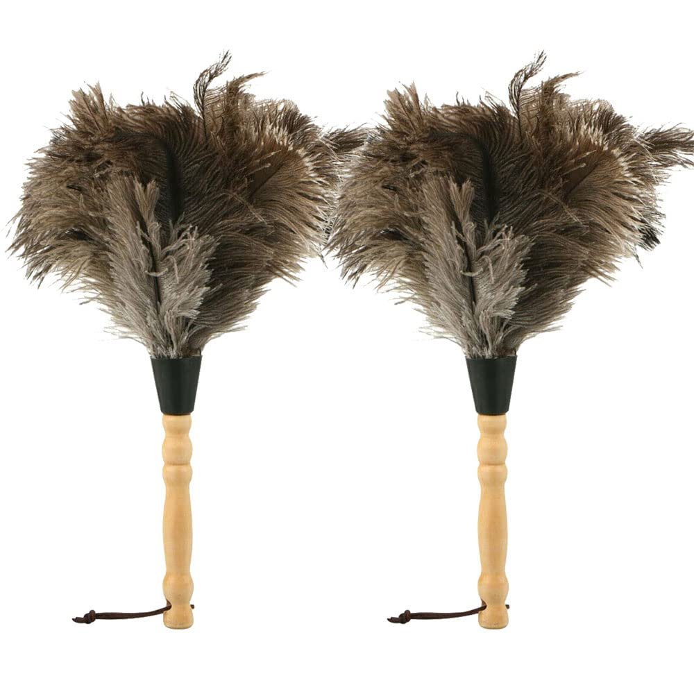 2PACKS 13" Ostrich Feather Duster Durable Dust Collecting Cleaning Tool in Wool Shop