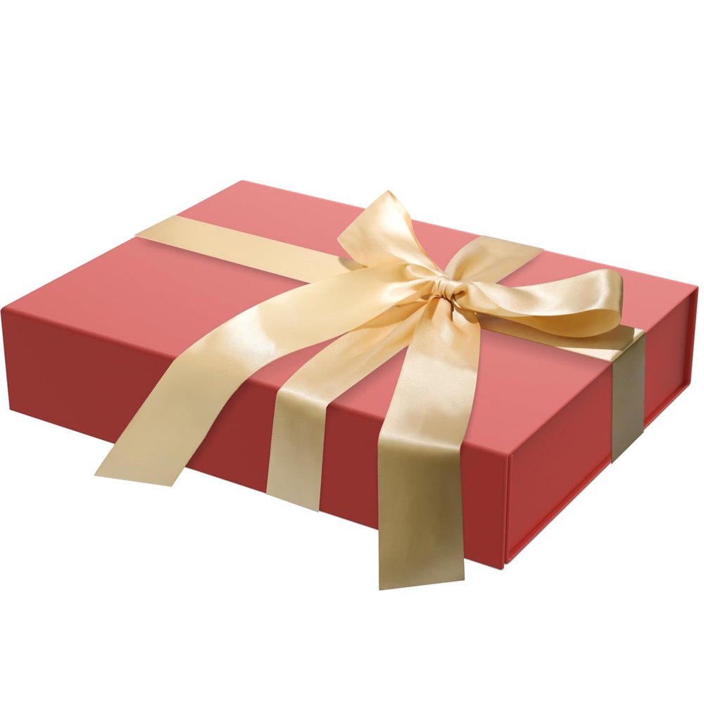 MOZRRO Gift Box 11.5 x 8.2 x 2.3 In Gift Boxes for Presents Magnetic Closure, Gift Boxes with Lids for Presents Birthday Luxury Jewelry T-shirts Gloves Scarves Books Clothes Gift Wrap - Red