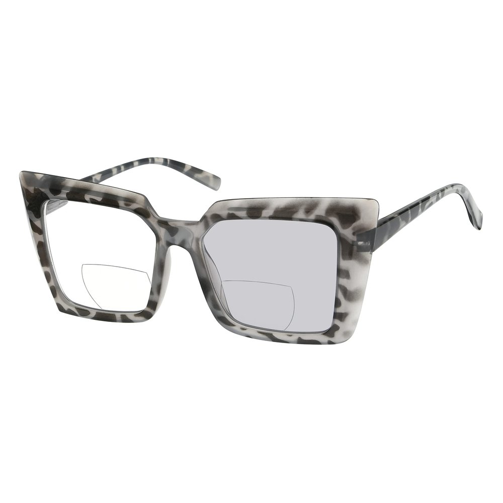 Eyekepper Transition Photochromic Bifocal Readers Reading Glasses for Women Oversized Grey/Tortoise