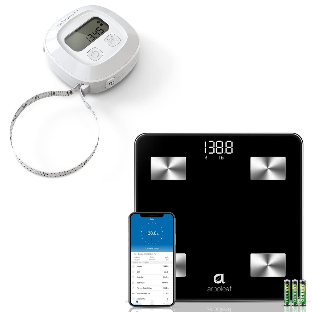 arboleaf Smart Bluetooth Bathroom Weight Scale+Smart Body Tape Measure with App