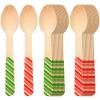 Hoolerry 100 Pcs Disposable Christmas Wooden Spoons 5.5'' Hot Cocoa Chocolate Candy Cane Winter Tasting Bar Spoons for Cake Coffee Ice Cream(Red, Green,Striped Style) view 1