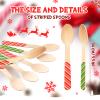 Hoolerry 100 Pcs Disposable Christmas Wooden Spoons 5.5'' Hot Cocoa Chocolate Candy Cane Winter Tasting Bar Spoons for Cake Coffee Ice Cream(Red, Green,Striped Style) view 2