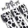 3 Rolls Wired Cow Grosgrain Ribbon, 15 Yards Wired Cow Print Ribbon Black and White Ribbon Animal Print Ribbon, Cow Spot Pattern Ribbon, Animal Print Ribbon for Wreath Bow DIY Crafts Party Decoration view 1