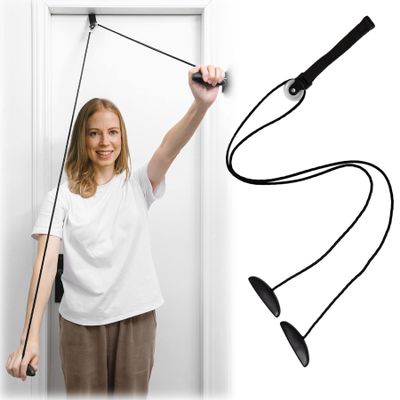 Shoulder Pulley Over The Door Physical Therapy System, Exercise Pulley for Physical Therapy, Alleviate Shoulder Pain and Facilitate Recovery from Surgery (Black)