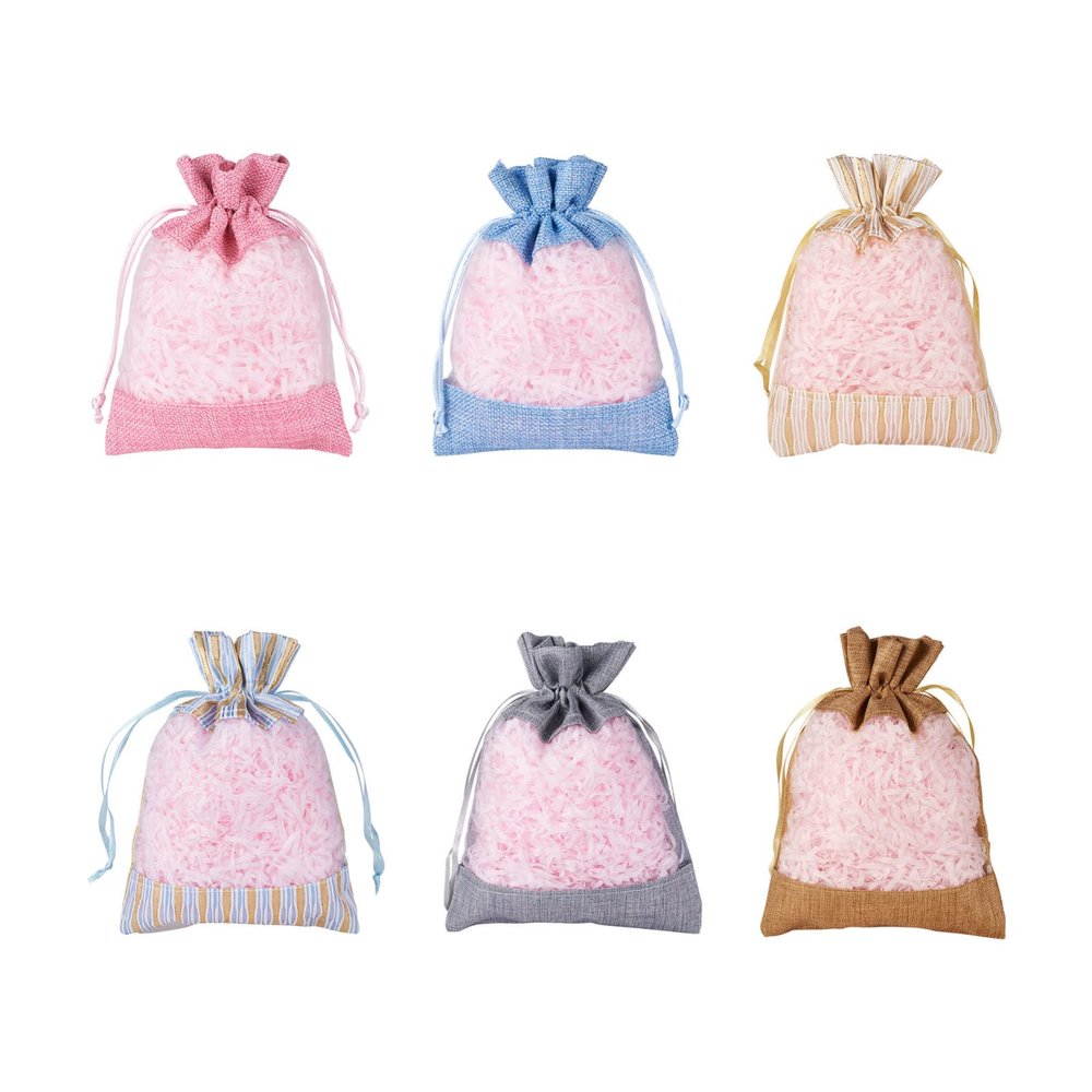 Pandahall 30Pcs Drawstring Burlap Gift Bags with Sheer Window Organza Candy Goody Treat Bag Pouches for Wedding Party Favors Christmas Gifts Cosmetic Sample Pouch (Mixed Color)