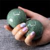1Pair 50mm Natural Jade Baoding Ball Fitness Handball Quartz Sphere Relaxation Hand Wrist Exercise Stone,Lushan Green Jade view 1