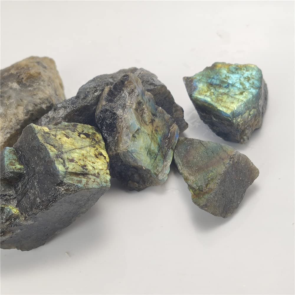1pcs Bulk Raw Stone Jade Amethyst Irregular Natural Rock Lazuli Mineral Specimen Collection Garden Decor,Labradorite,3-5cm
