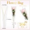 Thenshop Set of 400 Single Rose Sleeve Bulk Valentine Flower Packaging Kit 200 Pcs Single Flower Wrapping Bouquet Bags 200 Pcs Plastic Water Tubes for Mothers Day Wedding Graduation Birthday(White) view 2