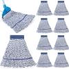 Nuogo 10 Pcs Commercial Mop Head Replacement Floor Cleaning Wet Heavy Duty Commercial Mop Refills General Cleaning(27.6 Inch,White, Blue) view 1