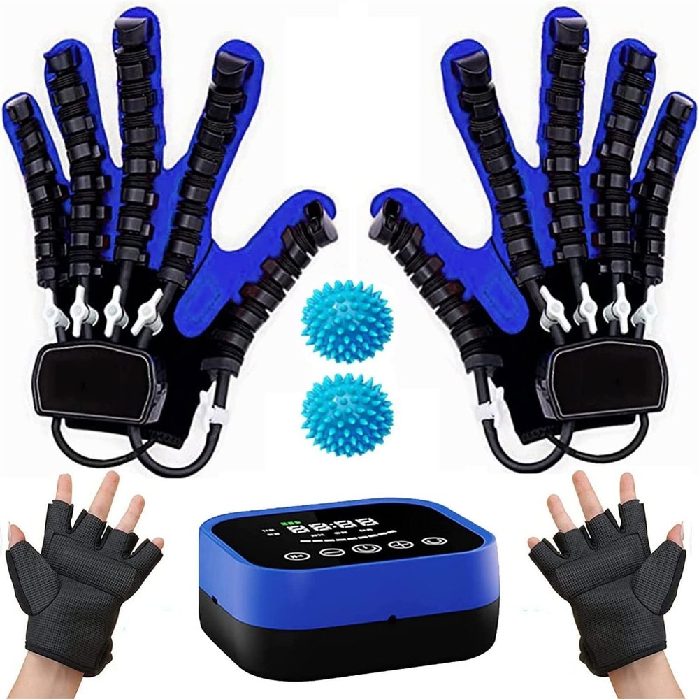 FXNFXLA Rehabilitation Robot Gloves Both Hand, 2nd Generation Upgrade Rehabilitation Robot Gloves Both Hand, for Patients with Hand Dysfunct(Size:L Code,Color:Left+Right)