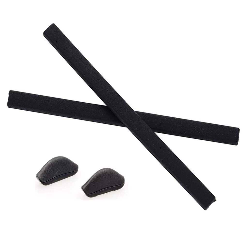Caulo Replacement Kit of Temple Ear Socks and Nose Pads Compatible with Oakley Pitchman OX8050 Glass Sunglass Frames (Black w Nose Pads - 1 Set)