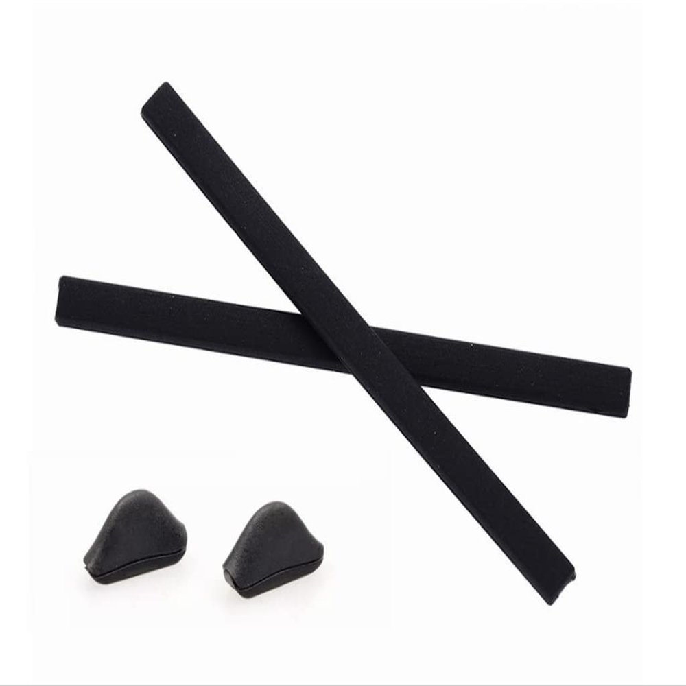 Caulo Replacement Kit of Temple Ear Socks and Nose Pads Compatible with Oakley Pitchman Asian Fit OX8096 Glass Sunglass Frames (Black w Asian Fit Nose Pads - 1 Set)