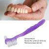 False Teeth Brush, Teeth Cleaning for Elderly, Portable Plaque, Dirt Removal, Denture Gift Home, Travel, Manual Brushes pro(Purple) view 3