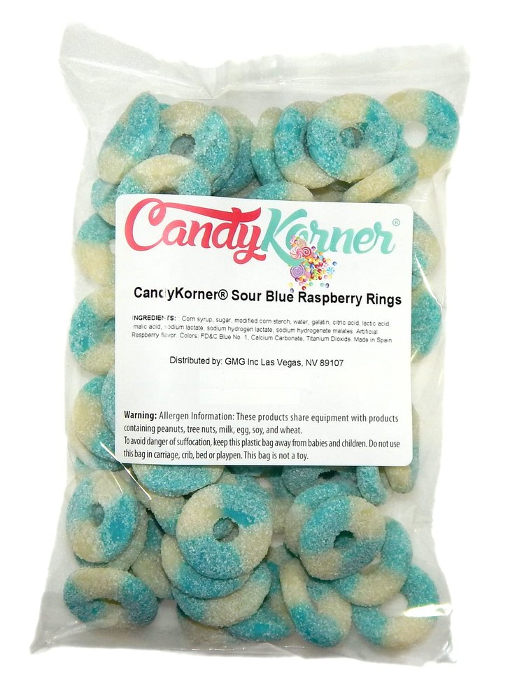 Raspberry Rings - Sour Raspberry Gummy Rings - Sour GummiRoos Gummi Rings Raspberry 1/2 Pound (8 Ounce) By CandyKorner