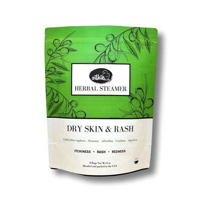 Silkie Herbs Dry Skin & Rash Herbal Steam - Pure Natural Herbs, 8 Steam Bags (8oz)