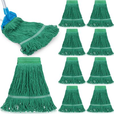 Nuogo 10 Pcs Commercial Mop Head Replacement Floor Cleaning Wet Heavy Duty Commercial Mop Refills General Cleaning(27.6 Inch,Green)