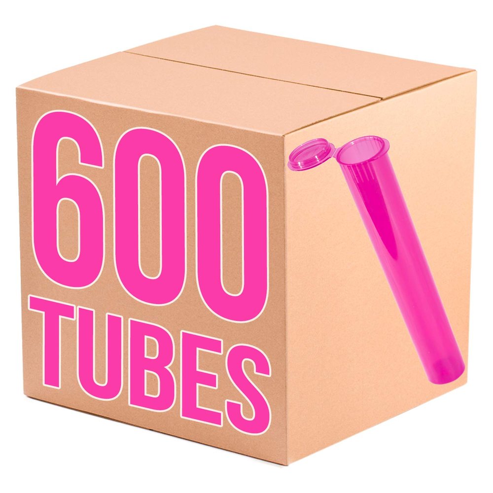 Tubes RVTUS | 600 Tubes | 109 MM, King Size, Squeeze Top, Child Proof, Air-Tight Lid, Eco-Friendly BPA-Free Plastic Container | Pink Translucent