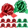 20 Pieces Christmas Pull Bows Red and Green Ribbon Bows with Metallic Luster and Metal Texture for Present Wrapping, Xmas, Wedding, Valentine's Day and Christmas Wreath Baskets, 5 inches (Red, Green) view 1
