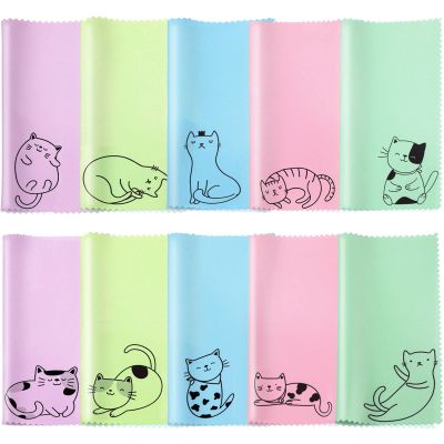 Sinmoe 20 Pcs Microfiber Cleaning Cloth Cute Kitty Cat Design Microfiber Cloth Gift Soft Multicolor Glasses Cleaner for Eyeglasses Camera Lens Cell Phone Screens Glasses, 6 x 6 Inches