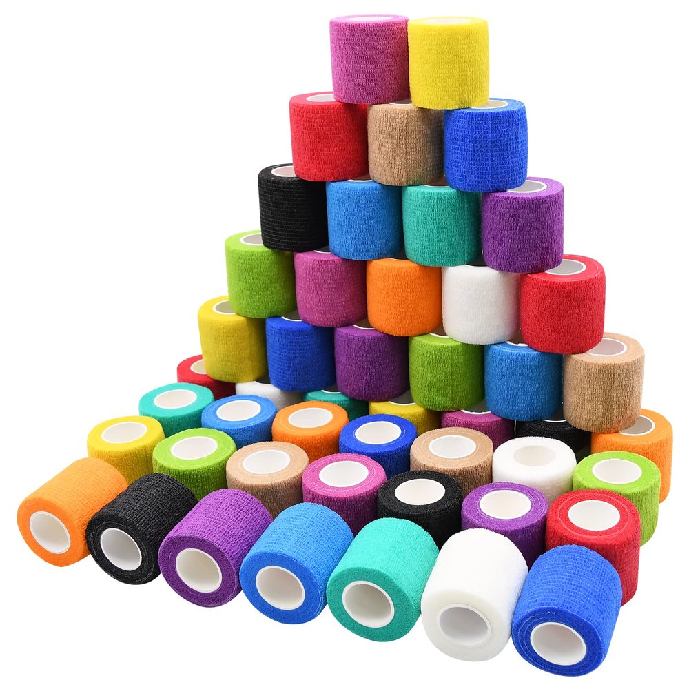 48pcs Self Adhesive Bandage Wraps, 2in 5 Yards, Multicolor