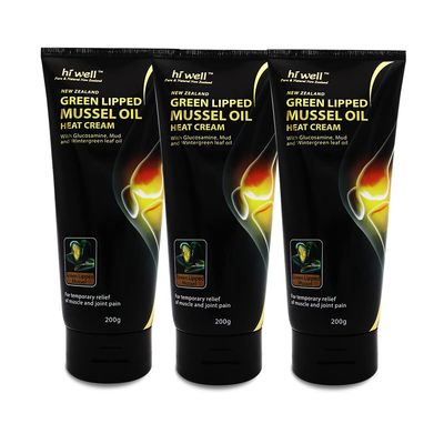 (Pack of 3) Hi Well New Zealand Green Lipped Mussel Oil Heat Cream 200g
