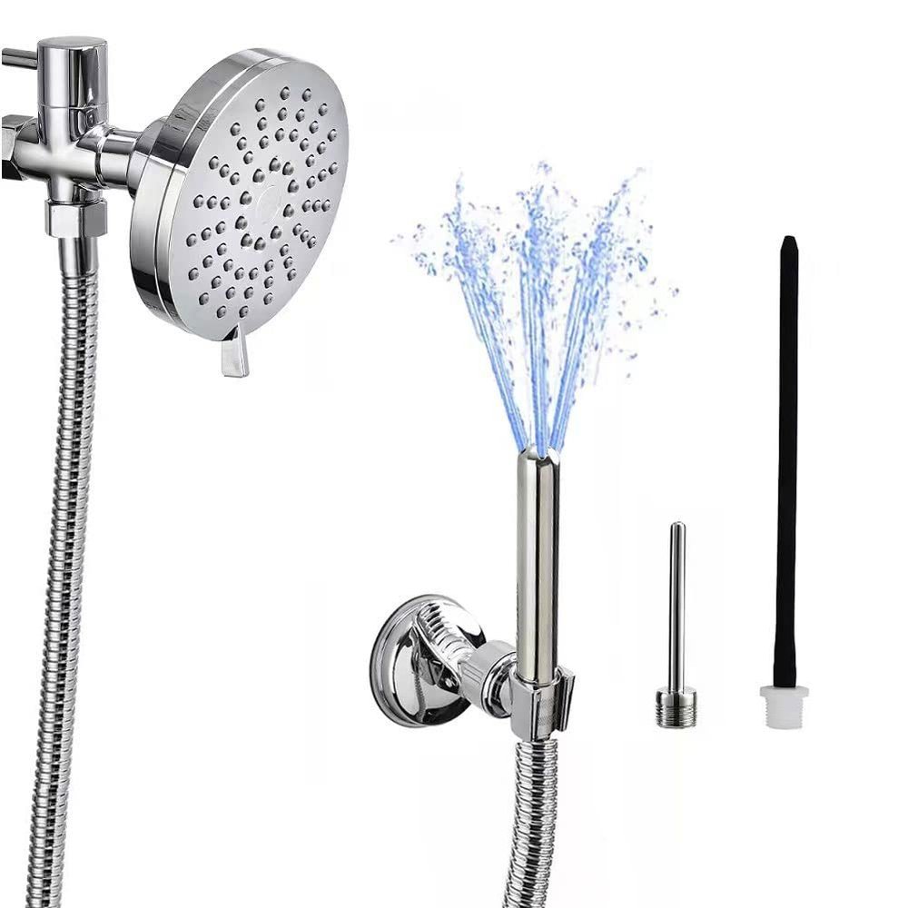 Shower Enema System with Rain Shower Head,Shower Douche For Men and Women Portable Cleaner,Enema Shower Attachment Inclouding 2 Stainless Steel Metal Nozzles,79 Inches Hose and Diverter