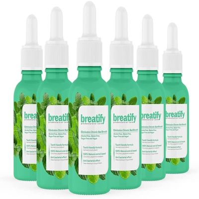 Breatify Bad Breath Eliminating Serum  Bad Mouth Smell Removing Drops  Easy to Carry and Handy Fresh Breath Oil-serum, 20 mL, 0.68 Oz (Pack of 6, 4.08 Oz)