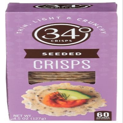 34 Degrees Seeded Crisps, Thin Light & Crunchy Crisps, 4.5 Oz (Pack of 12)
