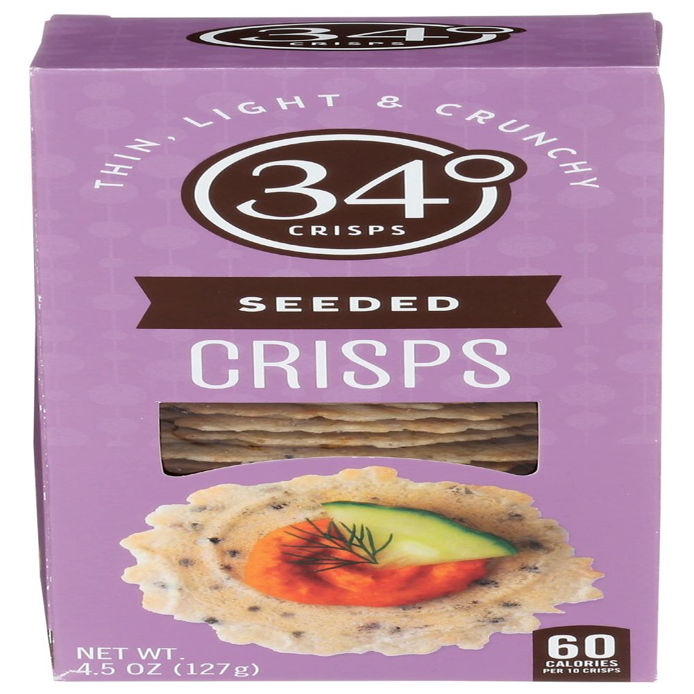 34 Degrees Seeded Crisps, Thin Light & Crunchy Crisps, 4.5 Oz (Pack of 12)