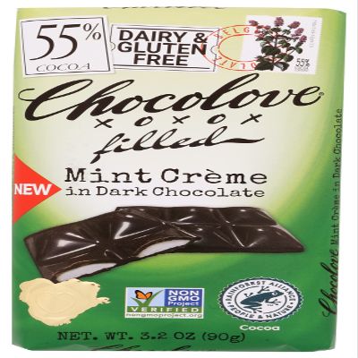 Chocolove Filled Mint Crme in Dark Chocolate, Dairy Free, Gluten Free & Non-GMO, 3.2 Oz (Pack of 10)
