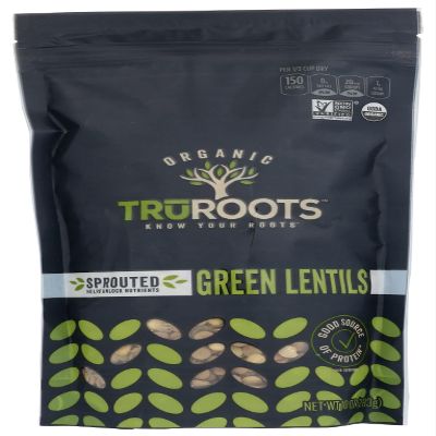 TruRoots Organic Sprouted Green Lentils, USDA Certified Organic, Gluten Free & Non-GMO, 10 Oz (Pack of 6)