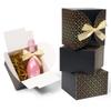 Shallive 6x6x4 Inch 12 Pcs Black Boxes Small Gift Boxes with Lids and Ribbon Groomsmen Gift Box Gold Geometric Paper Empty Box for Graduation Men Birthdays Father's Day Gift Wrapping view 1