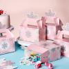 Sinmoe 12 Pcs Winter Wonderland Party Favor Box Birthday Gable Boxes Snowflake Treat Boxes Paper Goodie Gift for Wonderland Birthday Winter Holidays Baby Shower Weddings Decorations(Pink) view 4