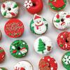 12 Mini Christmas Shapes by Simply Sucr | Royal Icing Santa, Reindeer & Penguins | Edible Holiday Cupcake Toppers & Sprinkles (24 Pieces) view 3