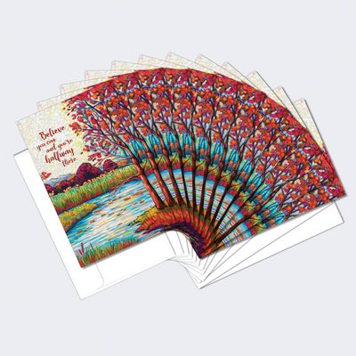 Tree-Free Greetings - All Occasion Cards - Artful Designs - 12 Cards + White Envelopes - Made in USA - 100% Recycled Paper - 4"x6" - Halfway There (FS64168)