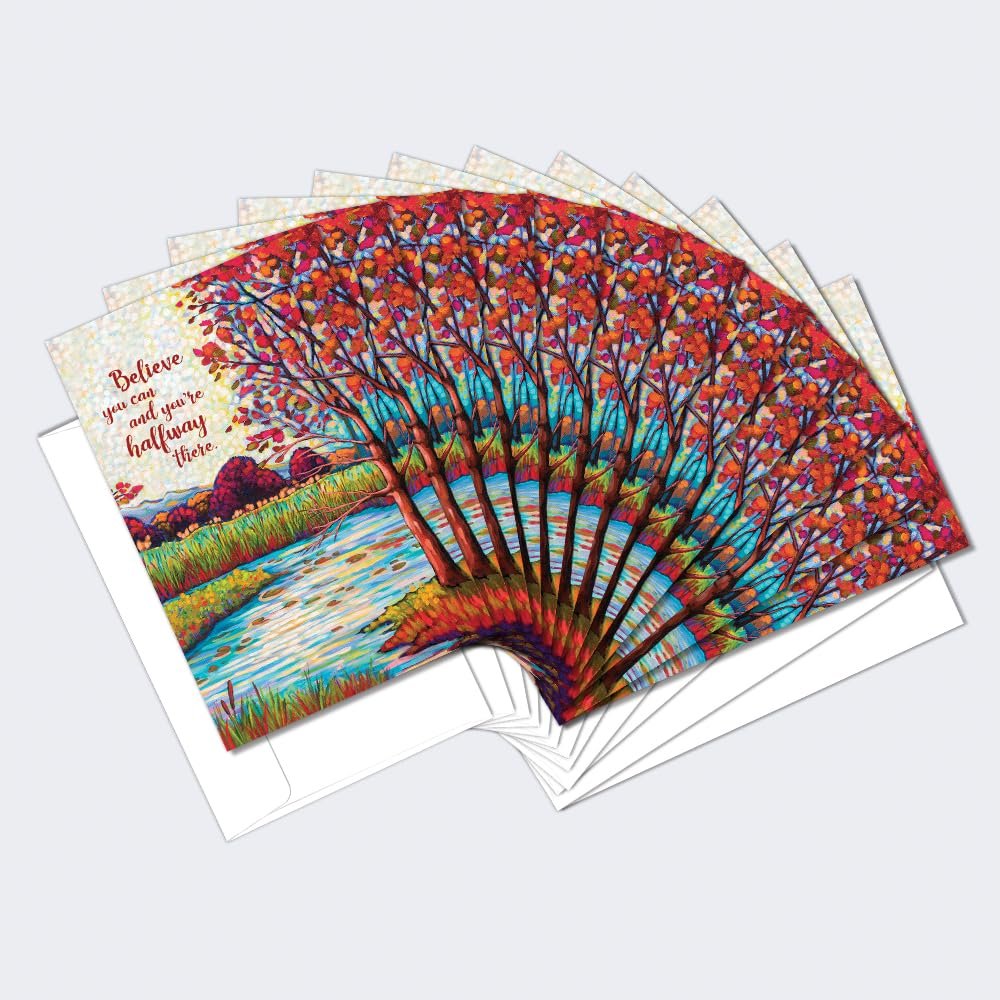 Tree-Free Greetings - All Occasion Cards - Artful Designs - 12 Cards + White Envelopes - Made in USA - 100% Recycled Paper - 4"x6" - Halfway There (FS64168)