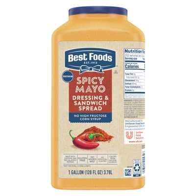 Best Foods Spicy Mayonnaise 2 Pack for Foodservice made with real cayenne and red jalapeno peppers 128 Fl Oz