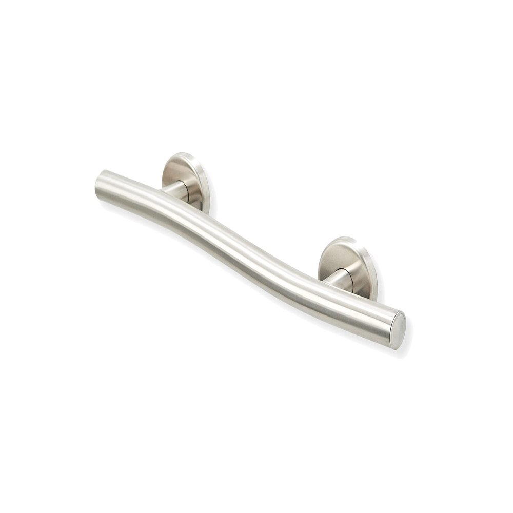 18 Wave-Shaped Grab Bars for Shower in 1.25 Dia, Right Handed | ADA Handicap Grab Bars for Seniors Can Hold up to 500 lbs | Grab Bars for Wall in Brushed Finish