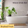 18 Wave-Shaped Grab Bars for Shower in 1.25 Dia, Right Handed | ADA Handicap Grab Bars for Seniors Can Hold up to 500 lbs | Grab Bars for Wall in Brushed Finish view 2