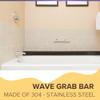 18 Wave-Shaped Grab Bars for Shower in 1.25 Dia, Right Handed | ADA Handicap Grab Bars for Seniors Can Hold up to 500 lbs | Grab Bars for Wall in Brushed Finish view 3