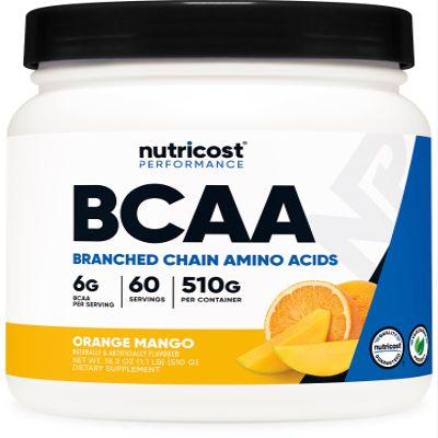 Nutricost BCAA Powder (Orange Mango, 60 Servings) - 2:1:1 Optimal Ratio, Gluten Free, Non-GMO, Vegetarian
